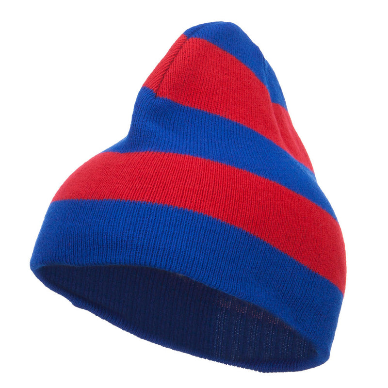 Striped Knit Short Beanie