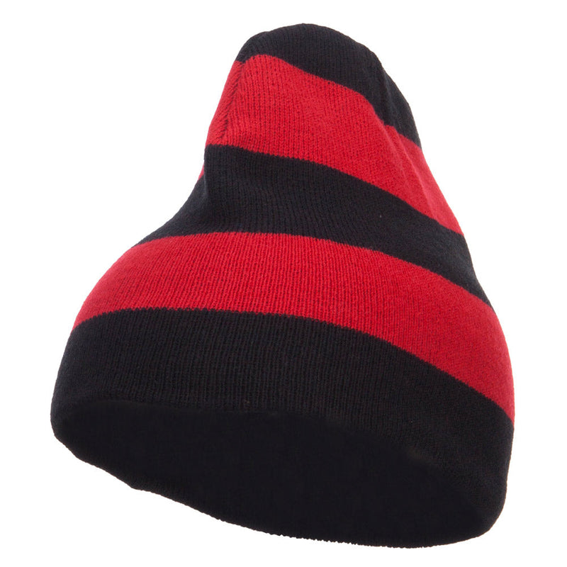 Striped Knit Short Beanie