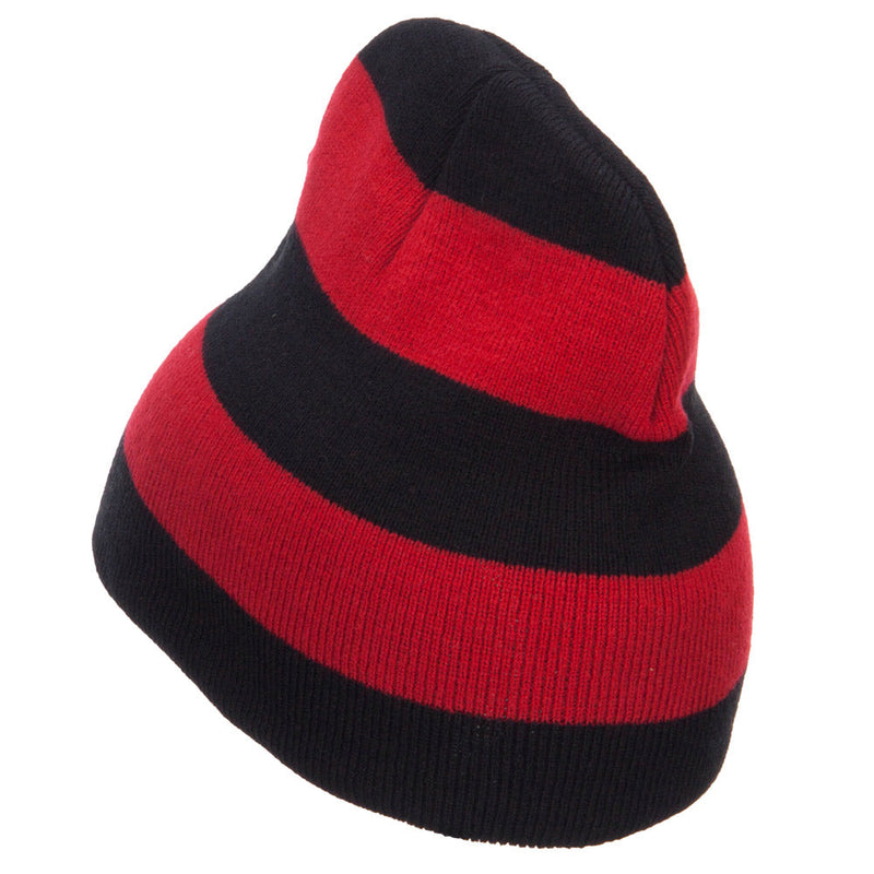 Striped Knit Short Beanie