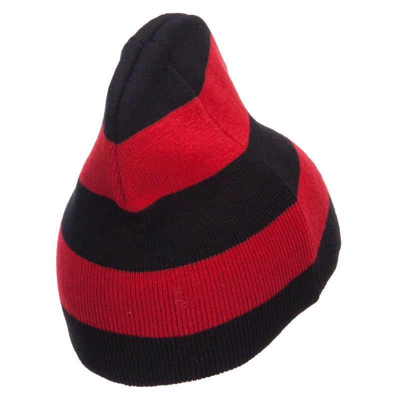 Striped Knit Short Beanie
