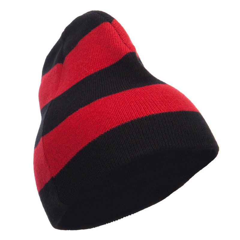 Striped Knit Short Beanie