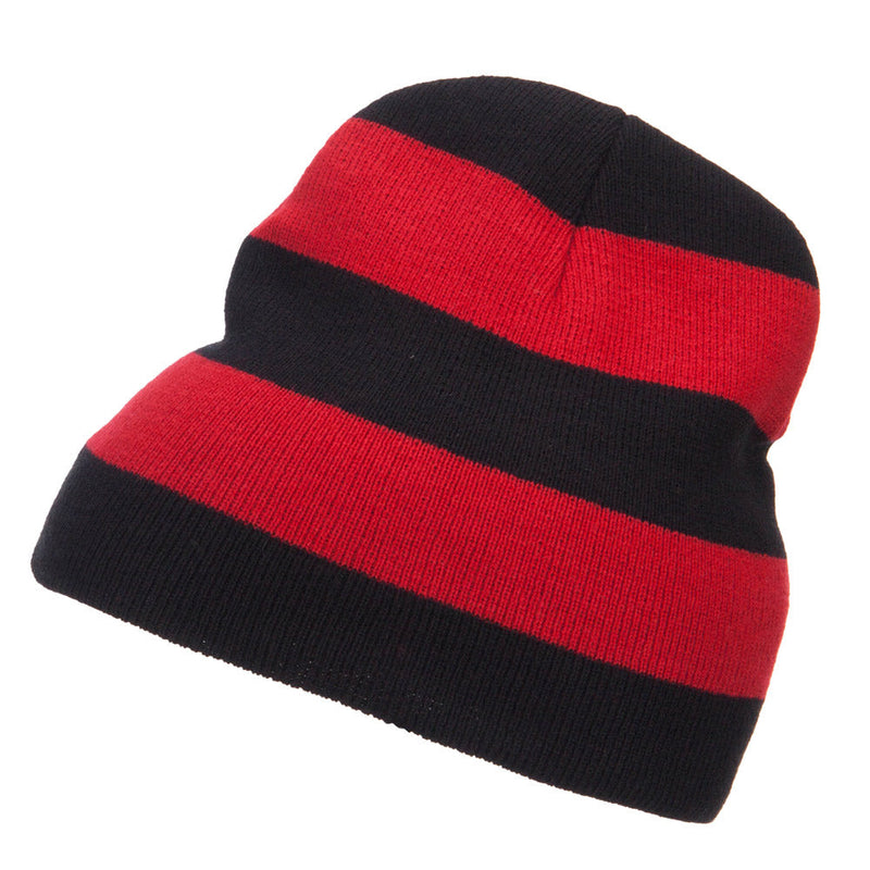 Striped Knit Short Beanie