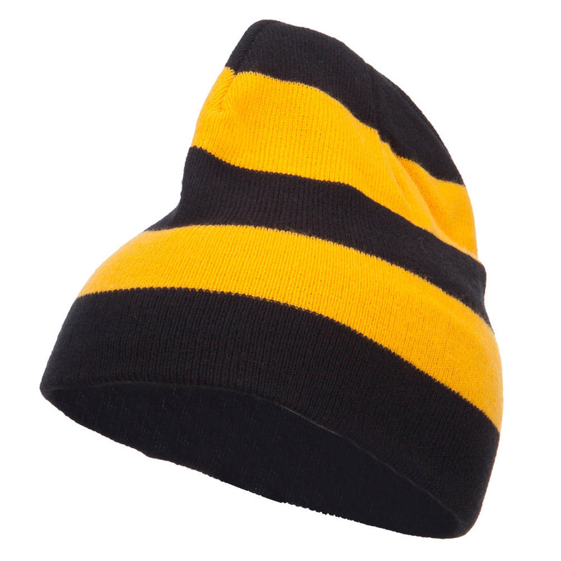 Striped Knit Short Beanie