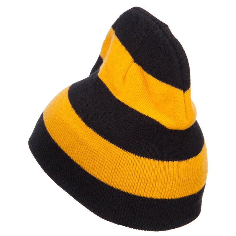 Striped Knit Short Beanie