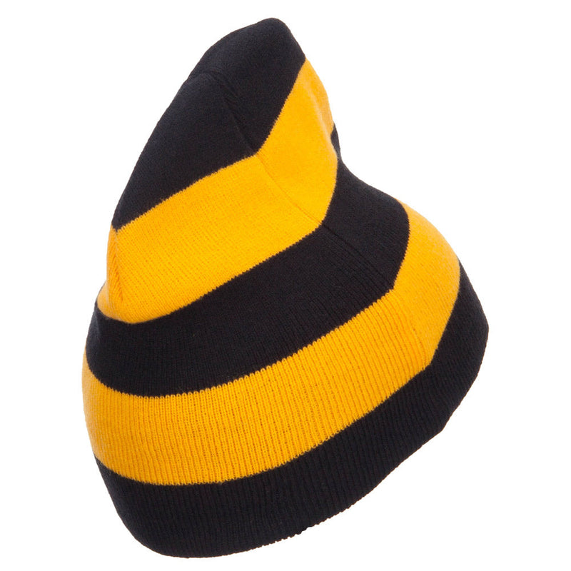 Striped Knit Short Beanie
