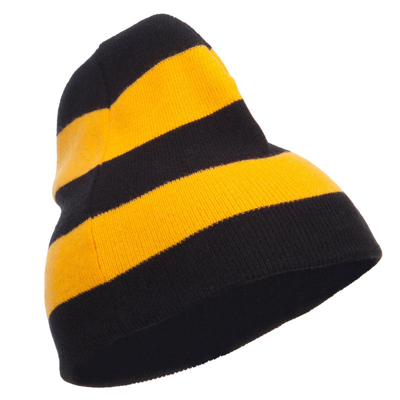 Striped Knit Short Beanie