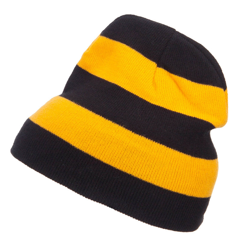 Striped Knit Short Beanie