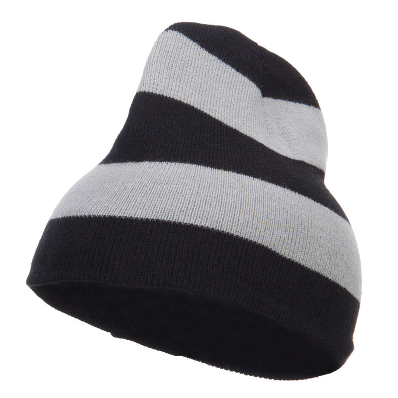 Striped Knit Short Beanie