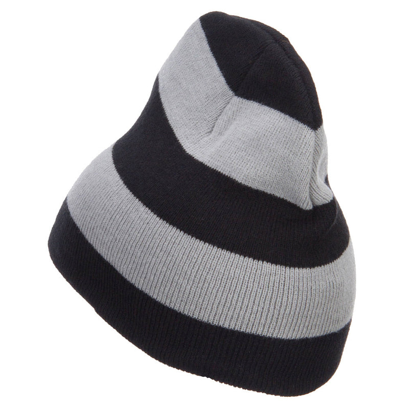 Striped Knit Short Beanie