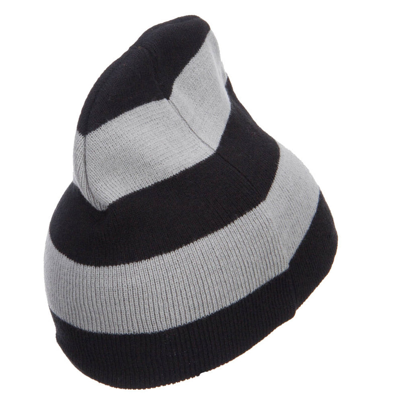 Striped Knit Short Beanie