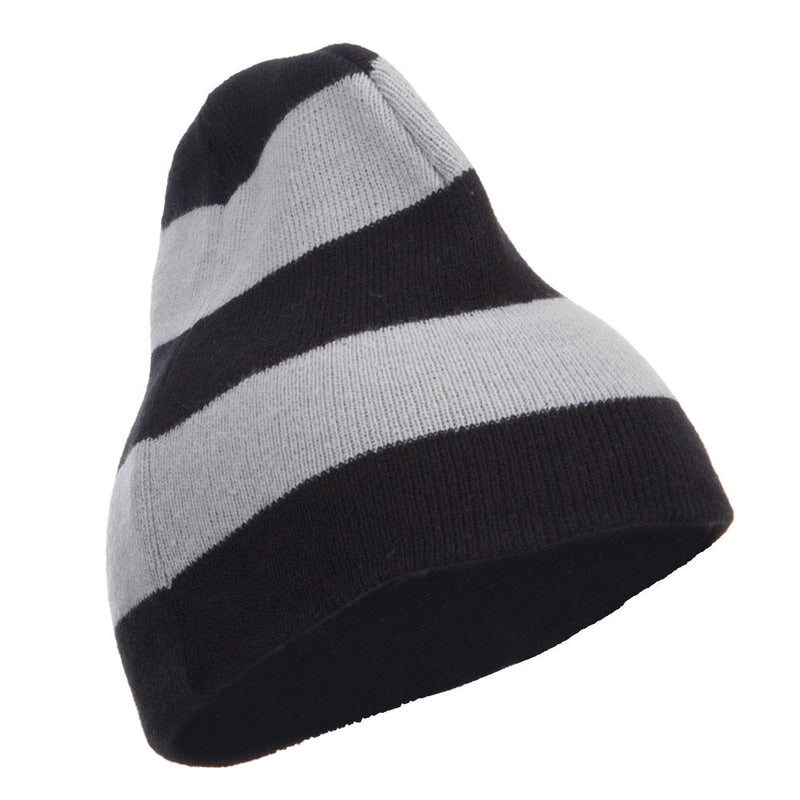 Striped Knit Short Beanie