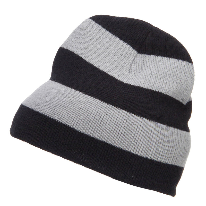 Striped Knit Short Beanie