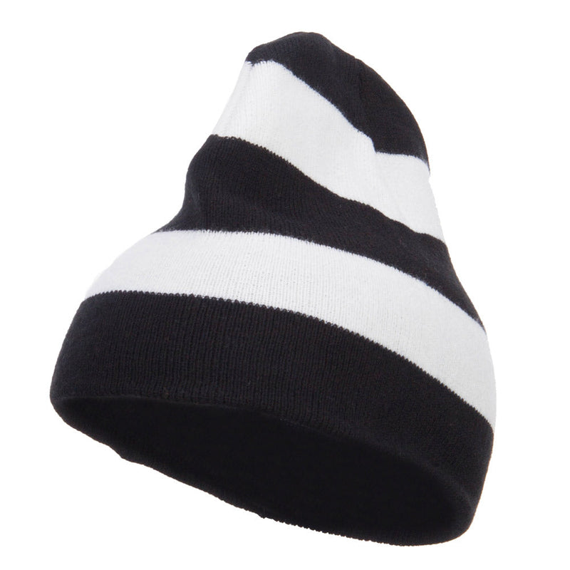 Striped Knit Short Beanie