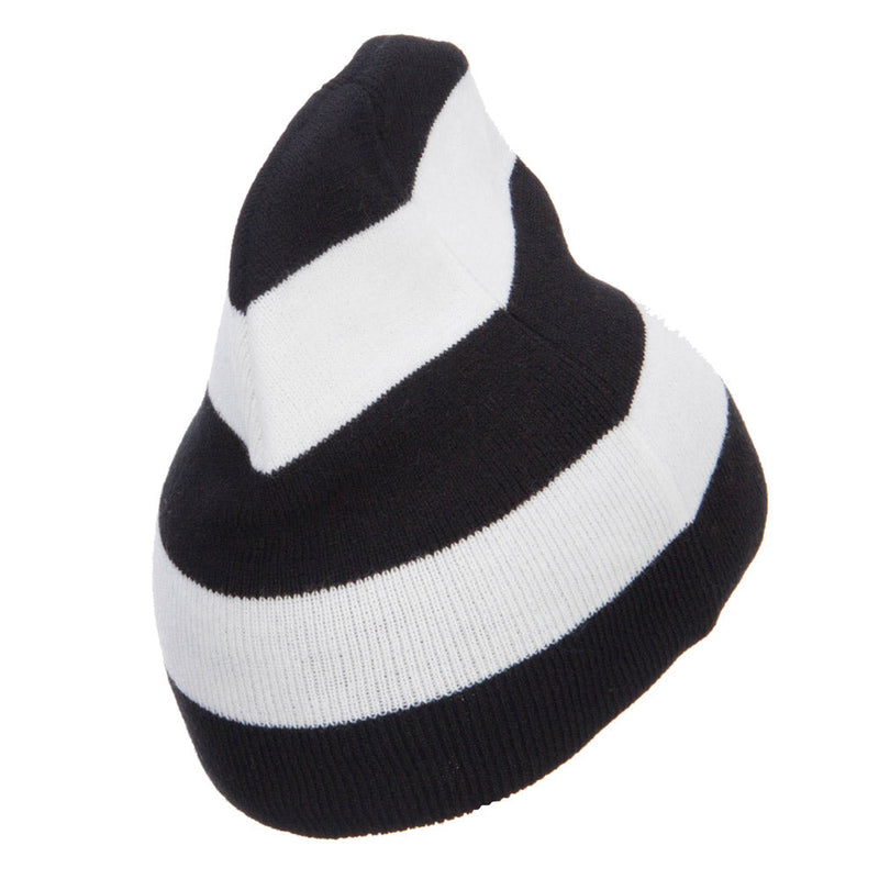 Striped Knit Short Beanie