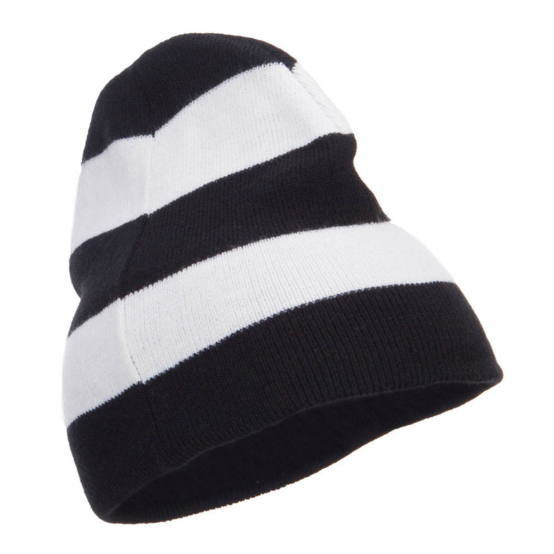 Striped Knit Short Beanie