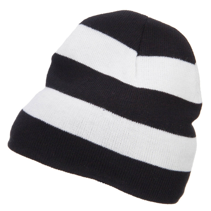 Striped Knit Short Beanie