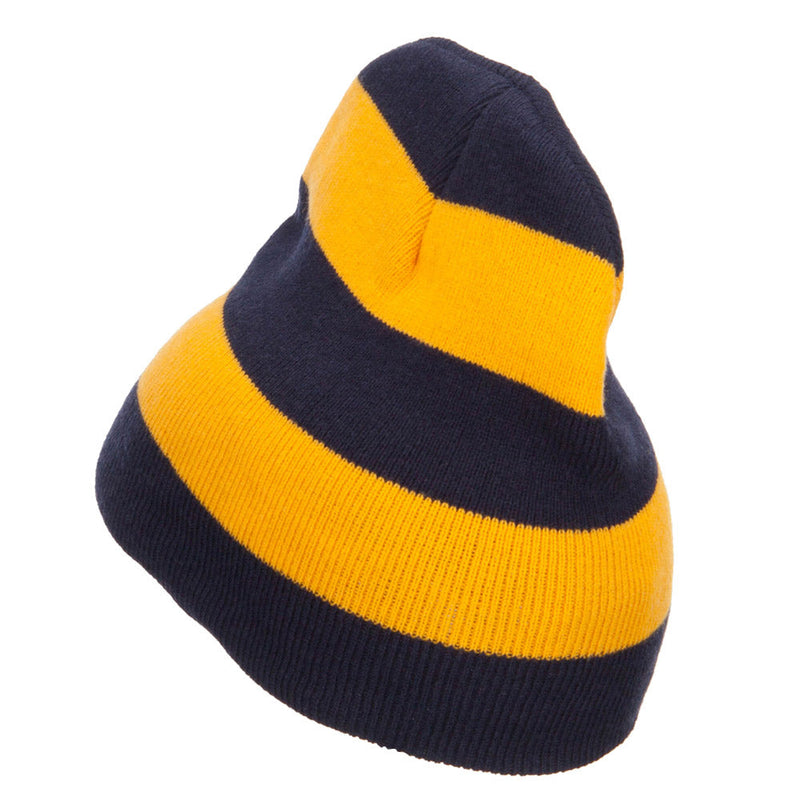 Striped Knit Short Beanie