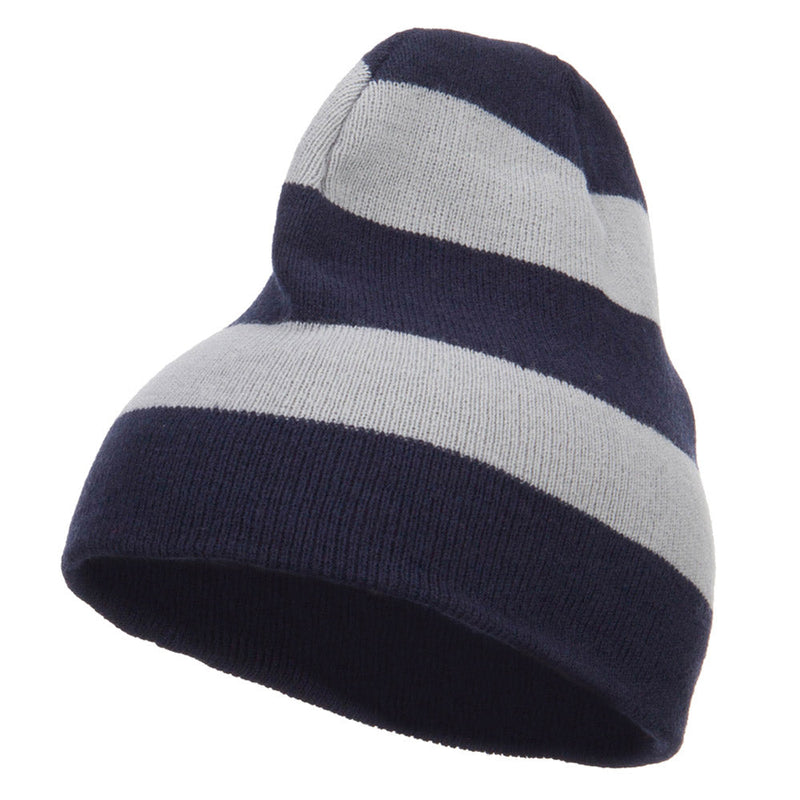 Striped Knit Short Beanie