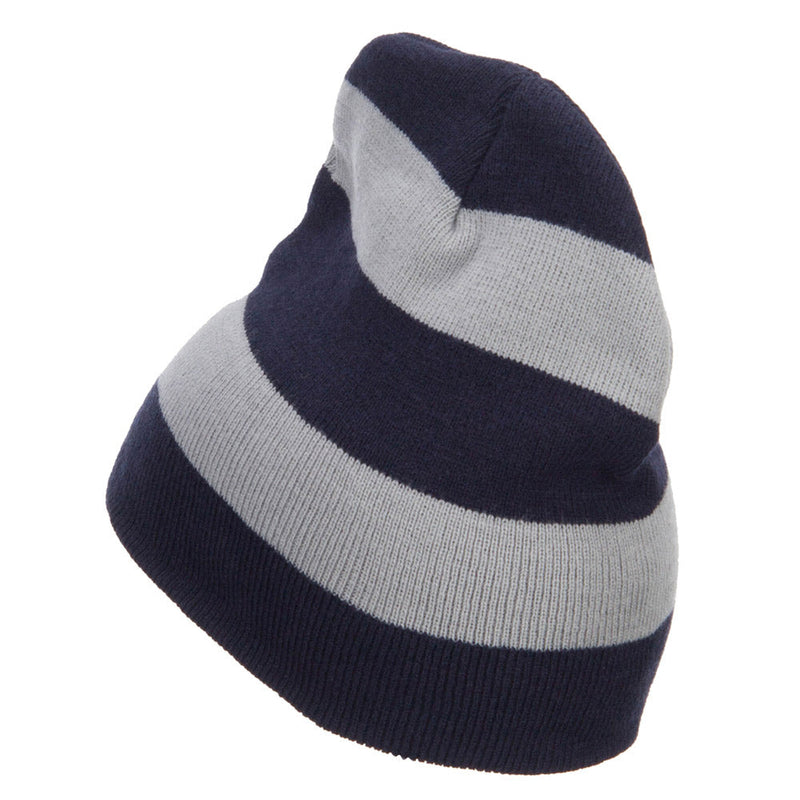 Striped Knit Short Beanie