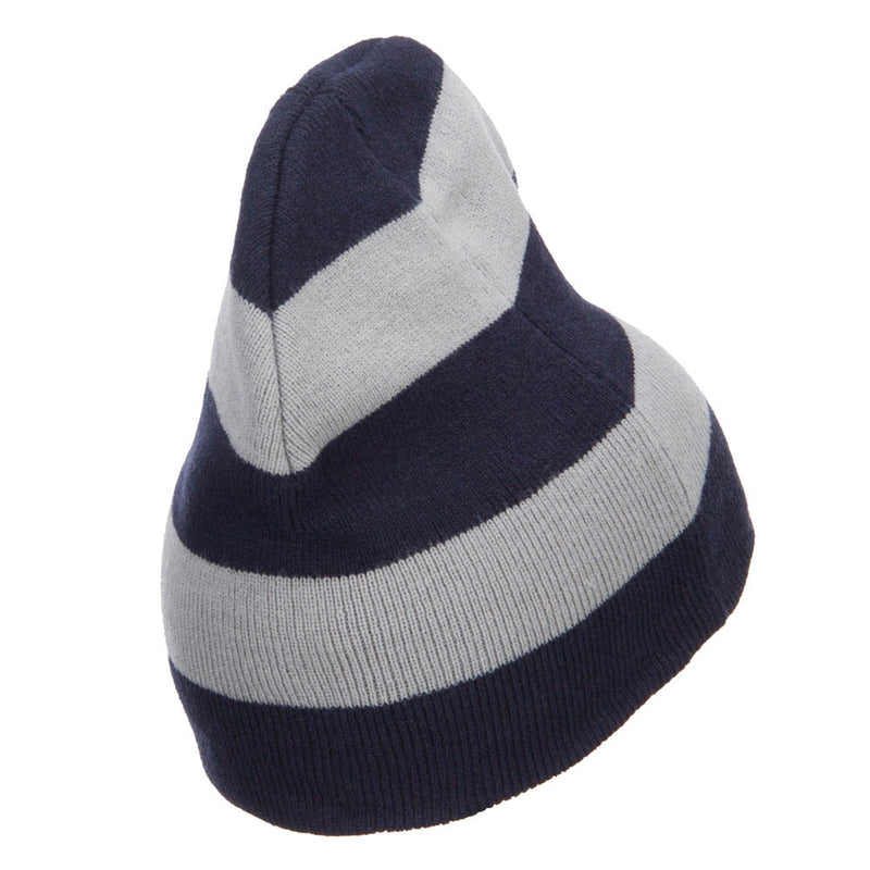 Striped Knit Short Beanie