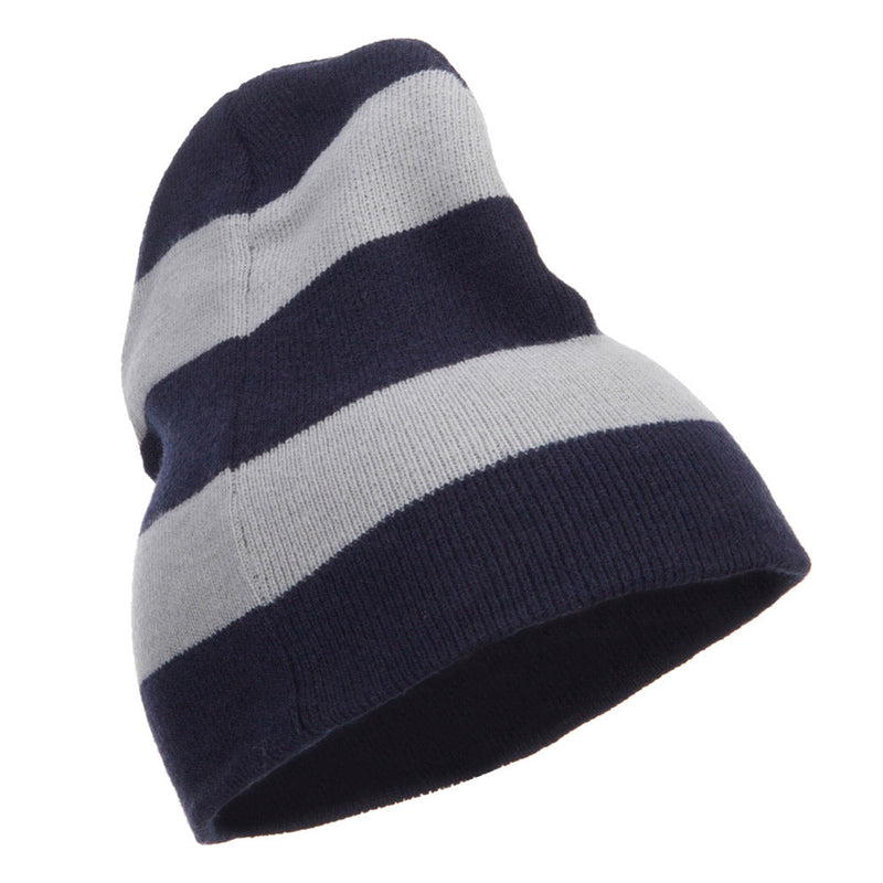 Striped Knit Short Beanie