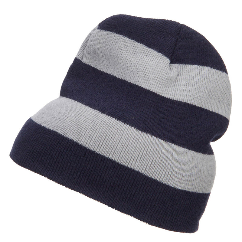 Striped Knit Short Beanie