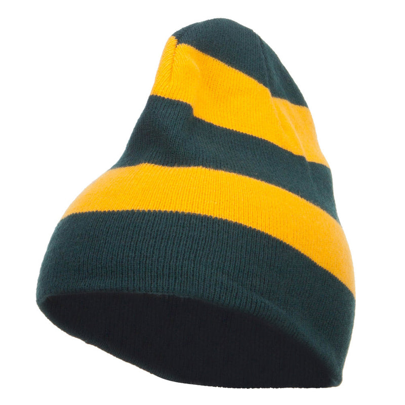 Striped Knit Short Beanie