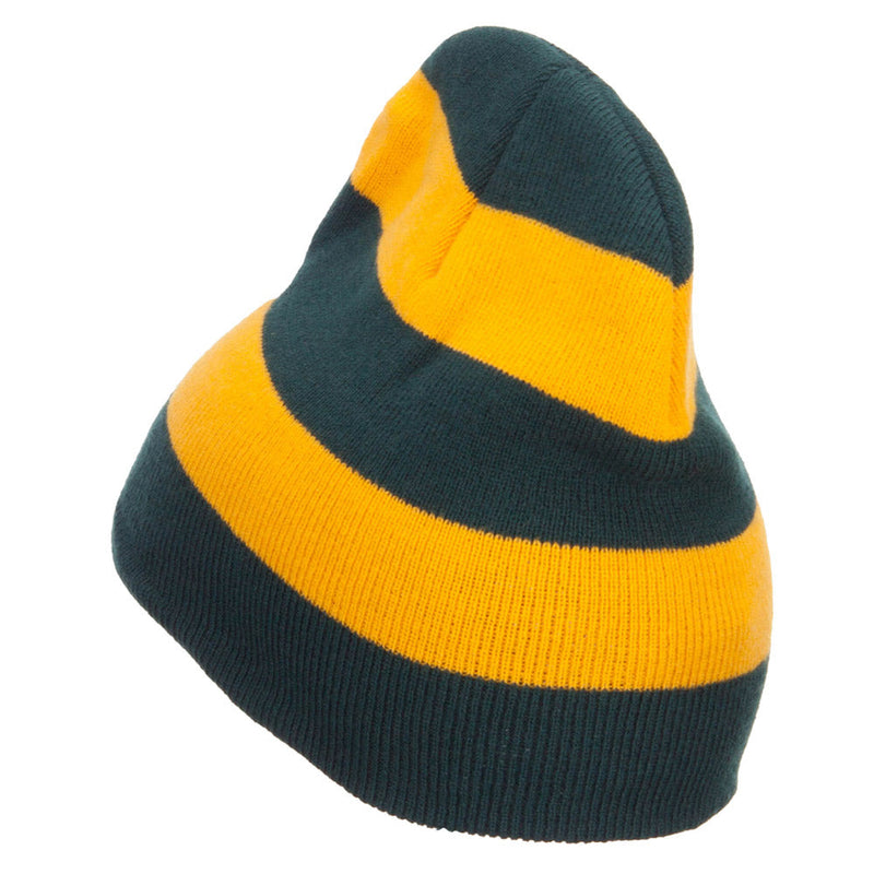 Striped Knit Short Beanie