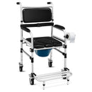 2-in-1 Aluminum Commode Shower Wheelchair with Locking Casters by LJGDeals