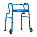 Adjustable Heavy-Duty Folding Walker with Unidirectional Wheels and Bi-Level Armrests-Black by LJGDeals
