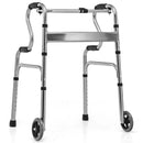 Adjustable Heavy-Duty Folding Walker with Unidirectional Wheels and Bi-Level Armrests-Black by LJGDeals