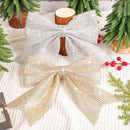 Sparkling gold & white diamond bow pendant holiday tree decor living room by Decorbites