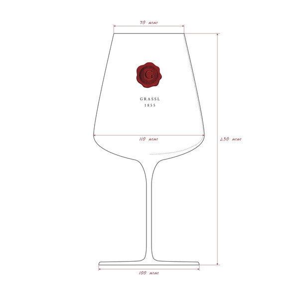 Grassl 1855 | Vigneron Series Wine Glasses, dimensions drawing