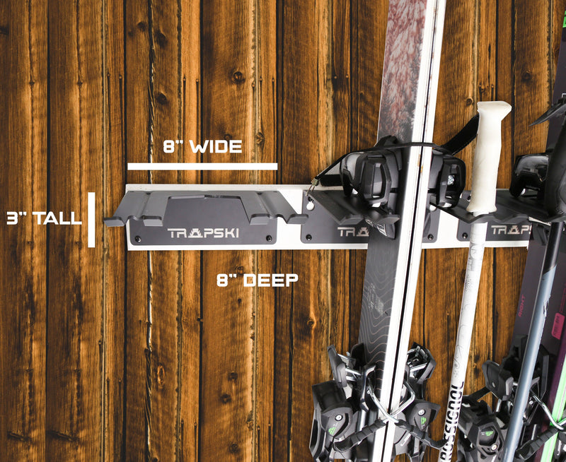 TRAPAWAY Wall Rack  | Garage Organizer for Yard Tools, Gear & Equipment | Holds Skis or Snowboard by Bindings | Aluminum | No Moving Parts to break or pinch points