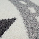Nursery Rug Nino with Town Streets and Cars Motif in Pastel Colors