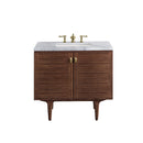 James Martin Amberly 36" Dual Mount Single Bathroom Vanity, Mid-Century Walnut