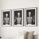 Halloween Skeleton Wall Art Set. 3 Piece Black Gothic Prints by Wall Art Set