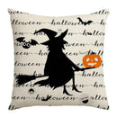 Spooky halloween pumpkin linen cushion cover set for living room sofa by Decorbites
