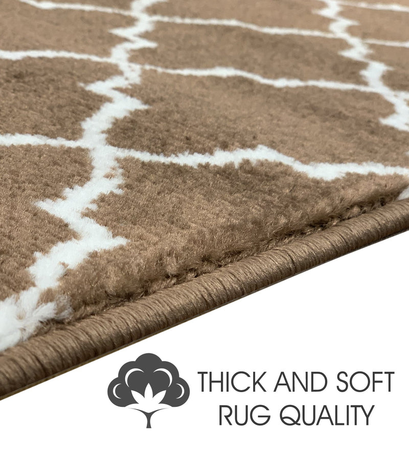 Sussex Home, Landing Rug, Slip Resistant Indoor Carpets Includes Adhesive Tape 2' x 3'-Trellisville Collection |Brown&White