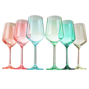 Colored Crystal Wine Glass Set of 6 - Large 12 oz (Summer)
