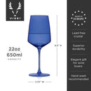 Reserve Nouveau Crystal Wine Glasses in Cobalt Set of 2 by Viski