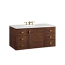 James Martin Amberly 48" Dual Mount Single Bathroom Vanity, Mid-Century Walnut