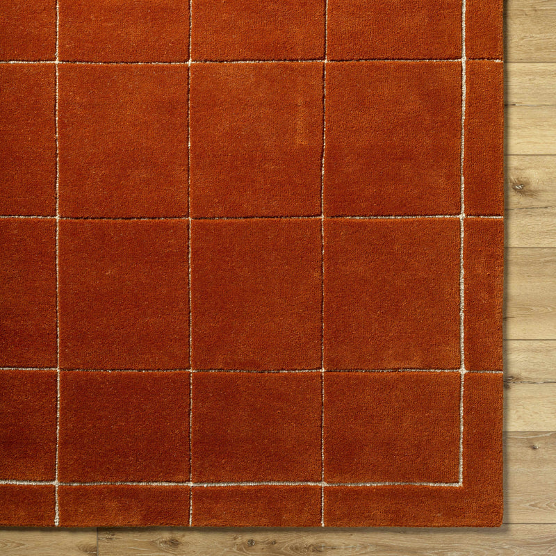 Siarl Burnt Orange Checkered Area Rug