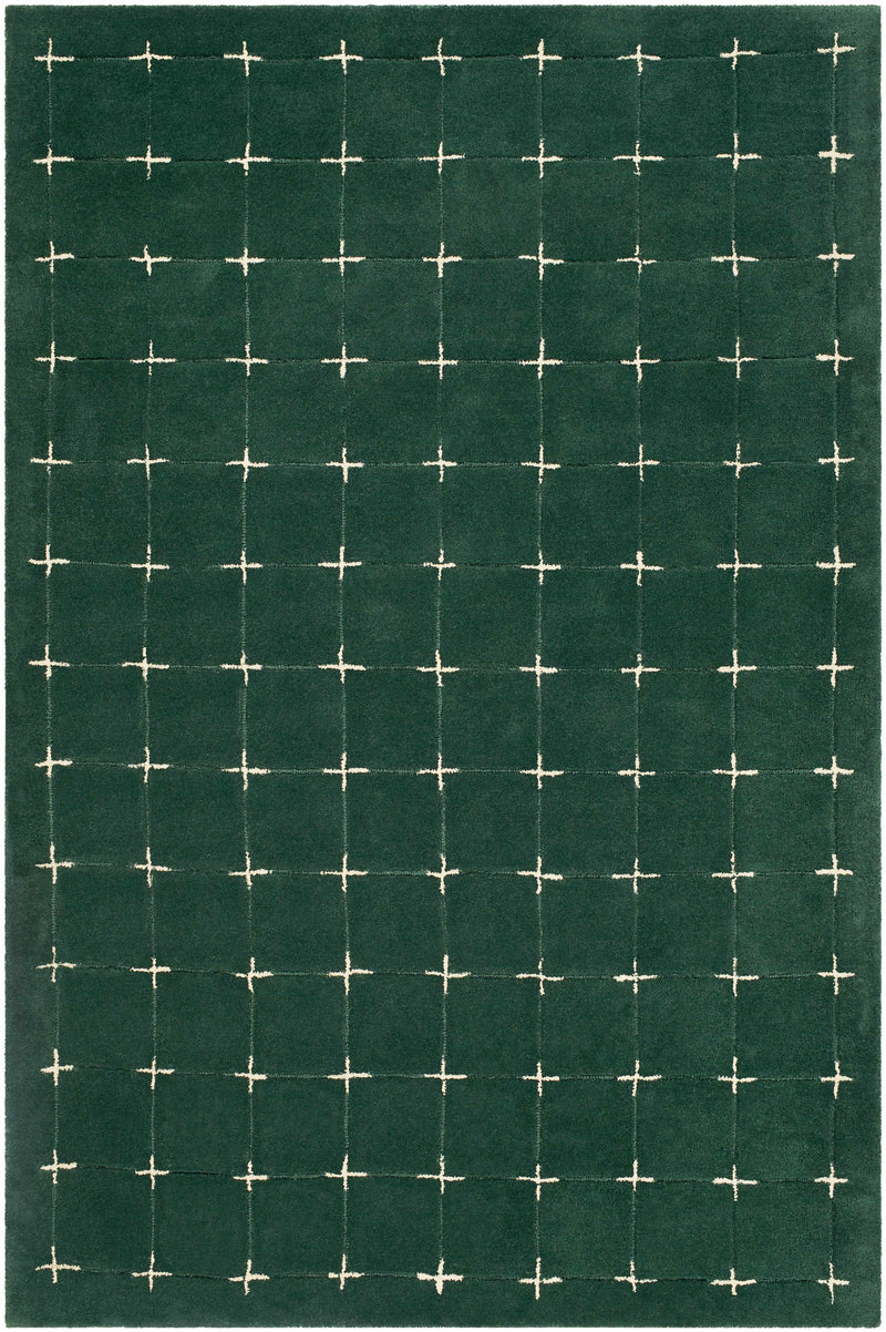 Sanvi Green Tufted Wool Area Rug