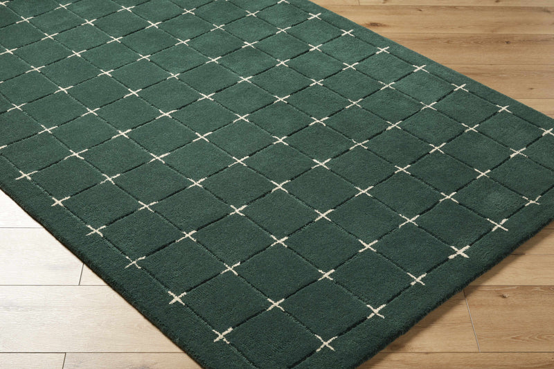 Sanvi Green Tufted Wool Area Rug
