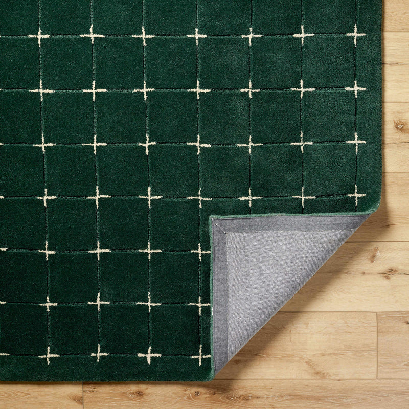 Sanvi Green Tufted Wool Area Rug