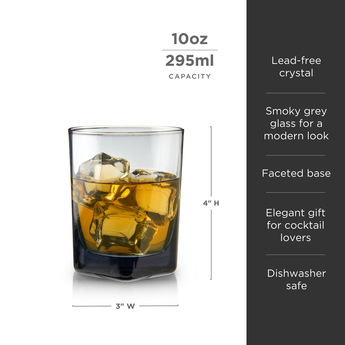 Hexagonal Crystal Double Old Fashioned Glasses in Smoke, photo 6 of 7