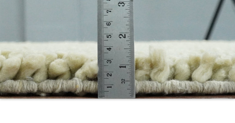 Square 3x3 Beige Wool Shag Handmade Felted Rug | SHA1