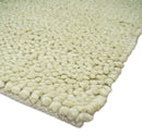 Square 3x3 Beige Wool Shag Handmade Felted Rug | SHA1