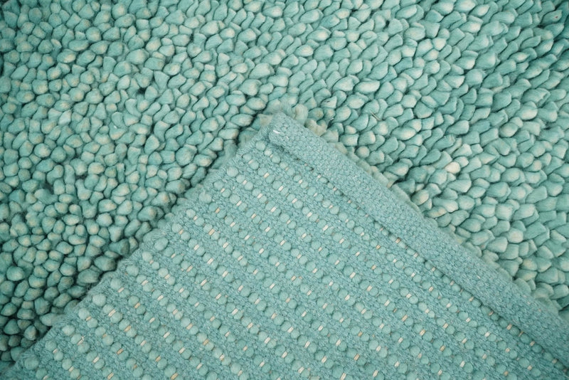 Square 3x3 Blue Wool Shag Handmade Felted Rug | SHA2